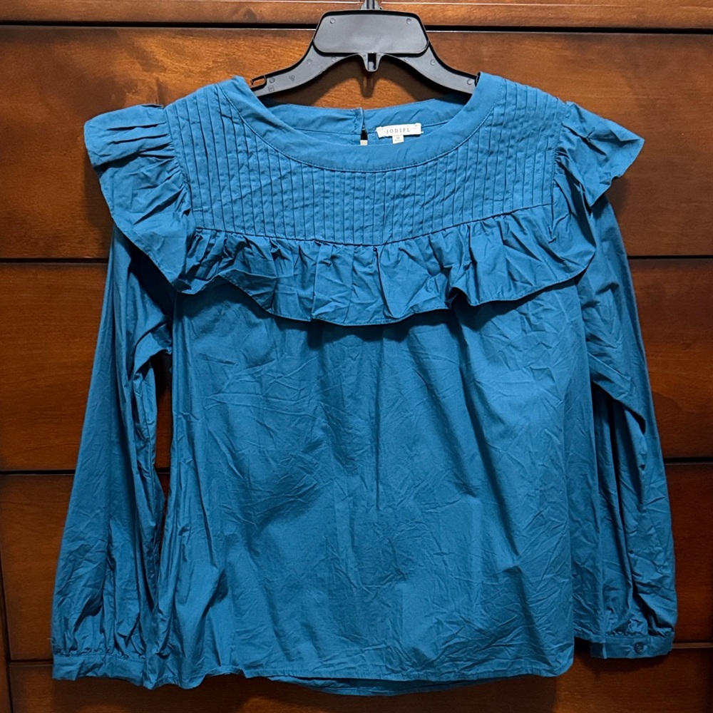 JODIFL Teal Ruffled Blouse
